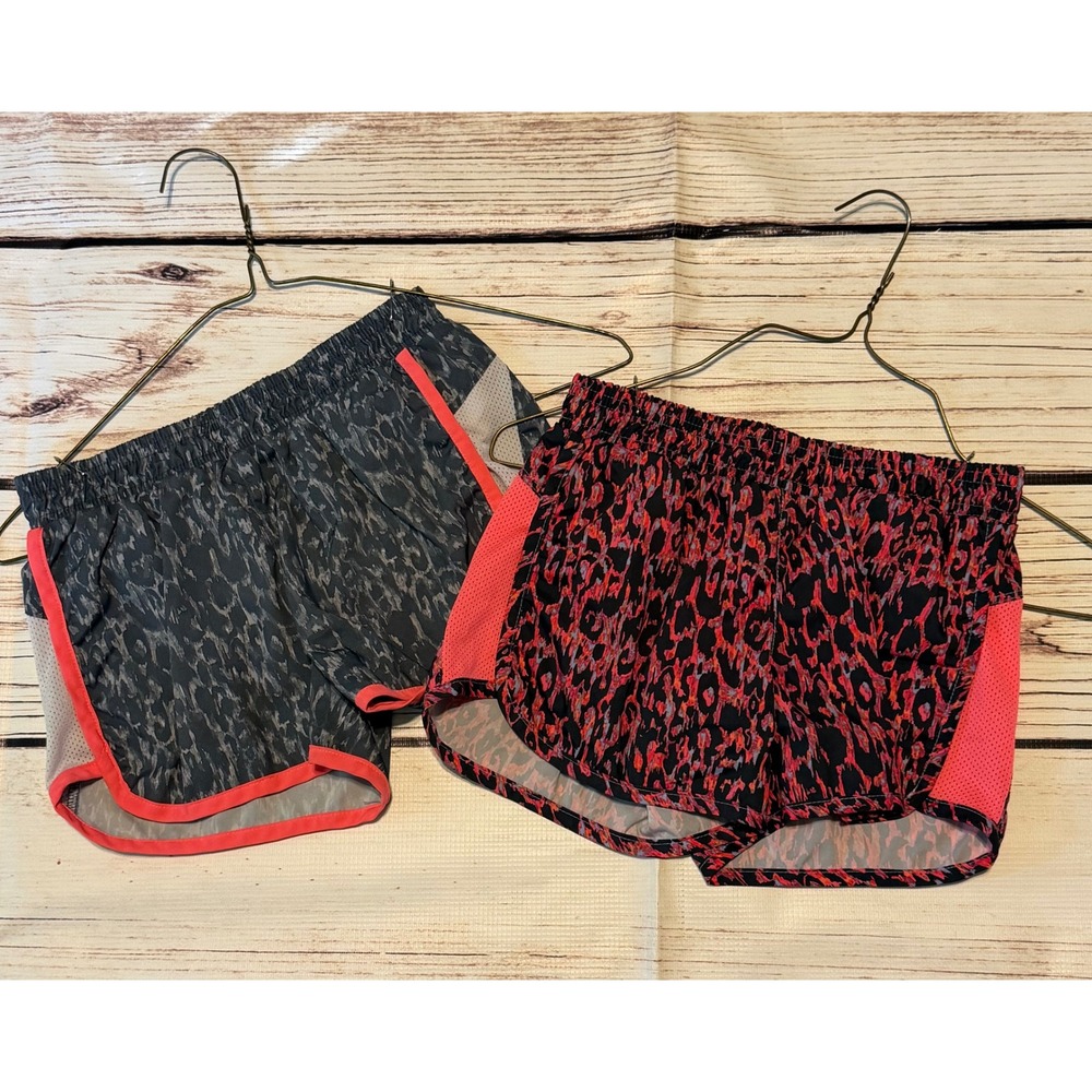 Old Navy Active Kids Go-Dry Leopard Running Shorts Bundle Red Grey Size M 8 2PK
